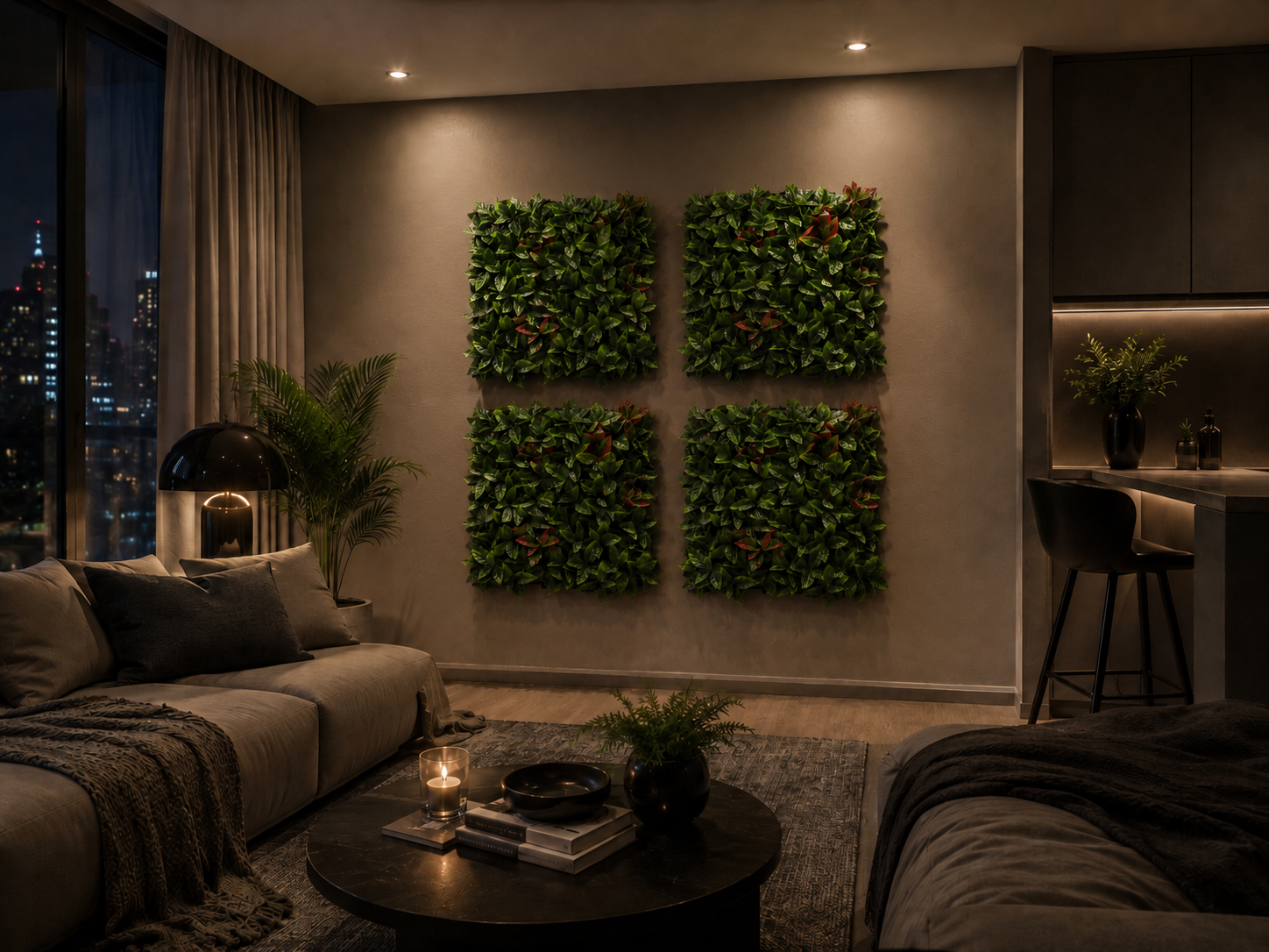 Artificial Green Wall Panel | UV Resistant Vertical Garden | 50x50cm | Set of 4