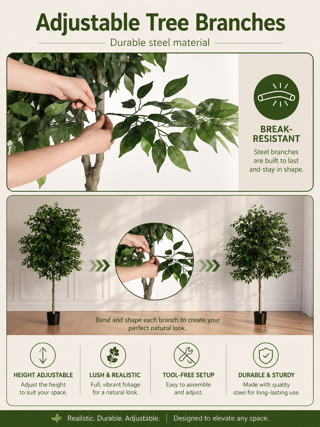 Artificial Ficus Tree 1.8m | Indoor Potted Faux Plant