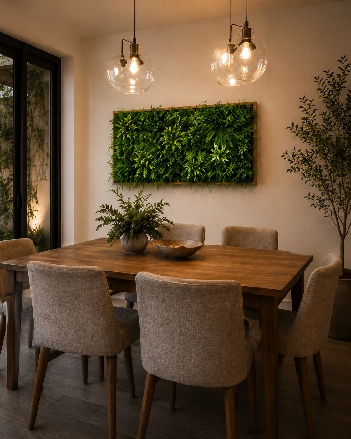 Artificial Green Wall Art Panel | Timber Frame | Wild Botanical | 50x100cm