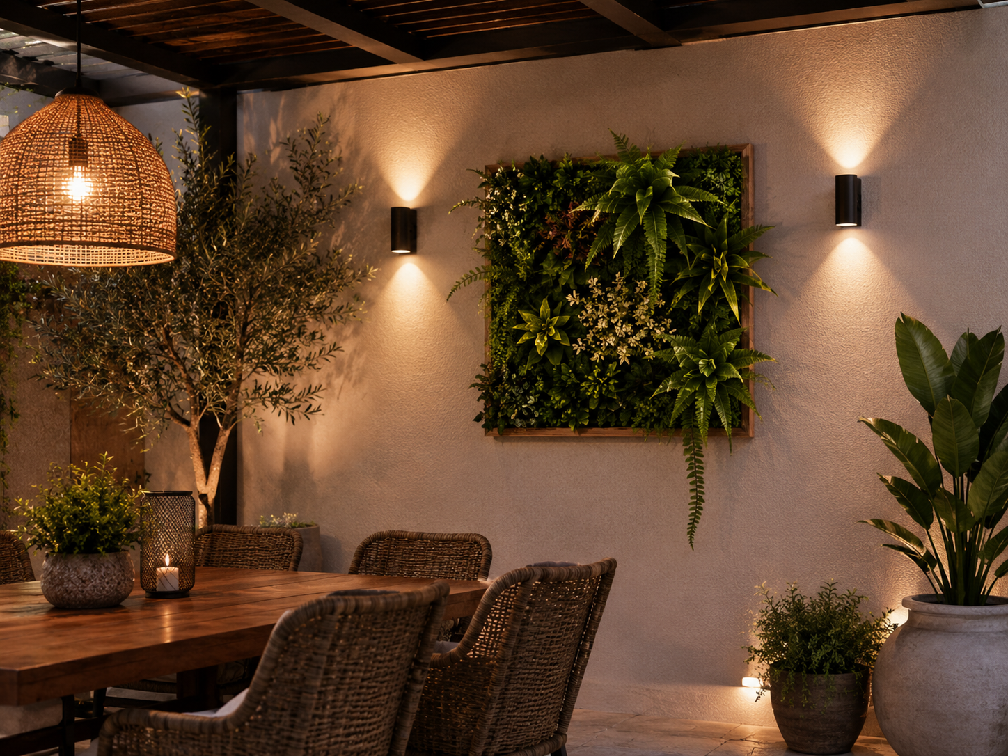 Artificial Green Wall Art Panel | Timber Frame | Lush Botanical | 50x50cm