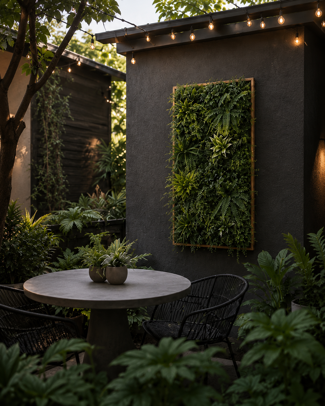Artificial Green Wall Art Panel | Timber Frame | Wild Botanical | 50x100cm