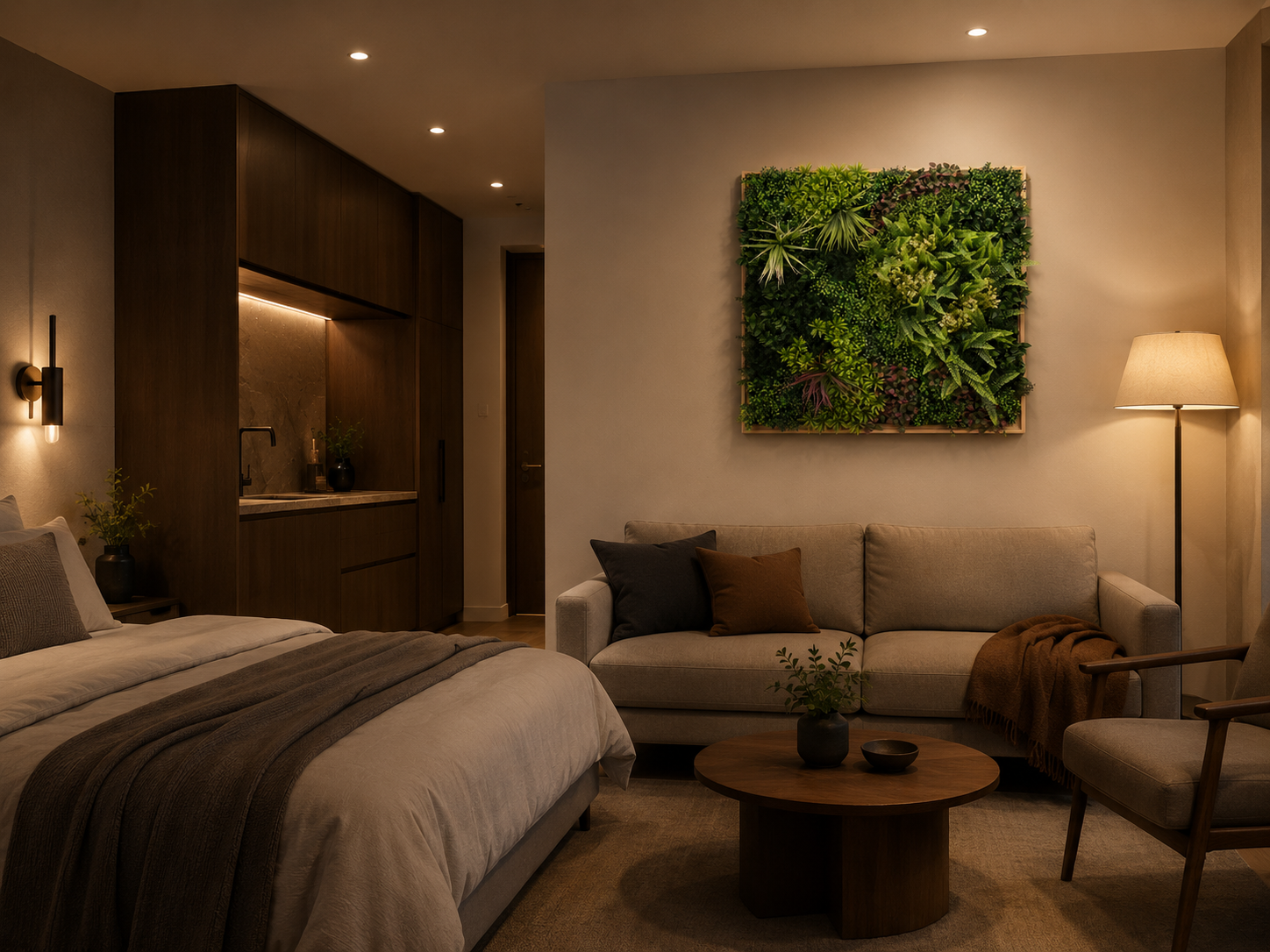 Artificial Green Wall Art Panel | Timber Frame | Wild Botanical | 1mx1m