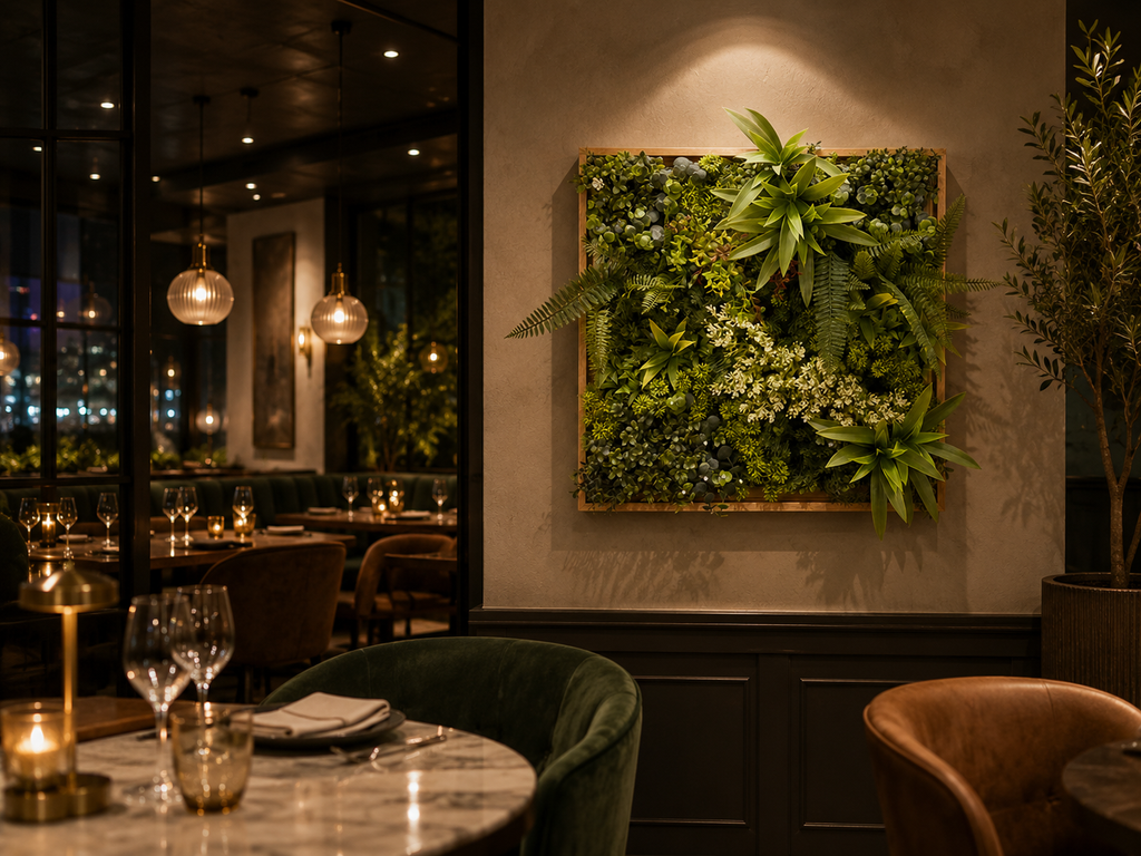 Artificial Green Wall Art Panel | Timber Frame | Lush Botanical | 50x50cm