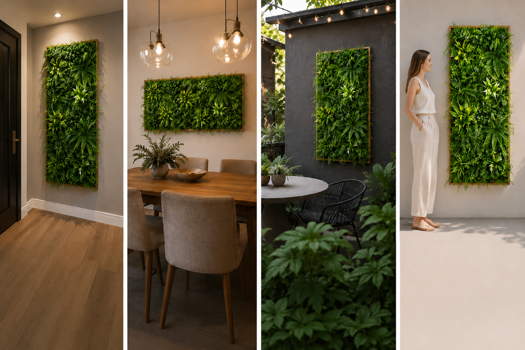 Artificial Green Wall Art Panel | Timber Frame | Wild Botanical | 50x100cm