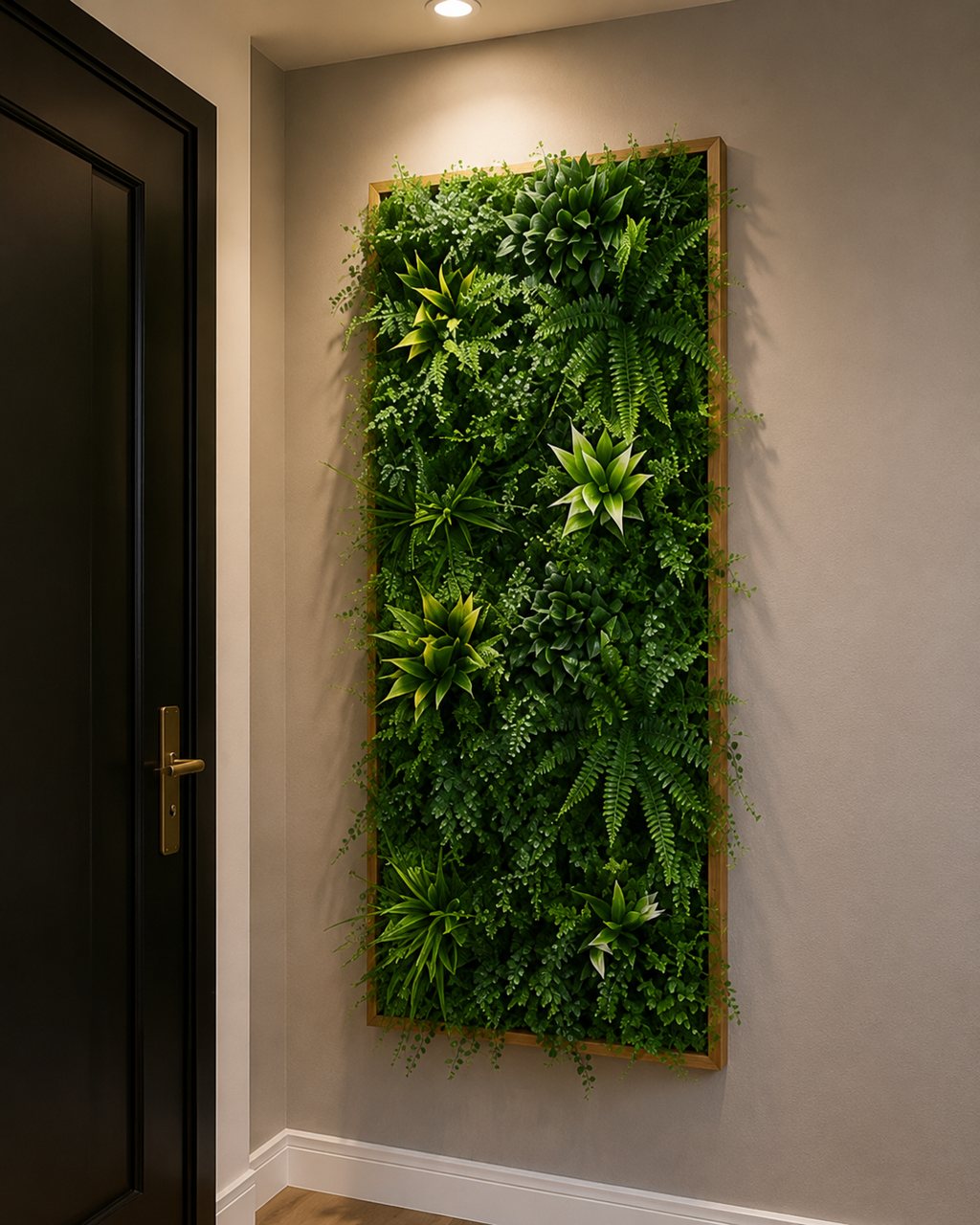 Artificial Green Wall Art Panel | Timber Frame | Wild Botanical | 50x100cm