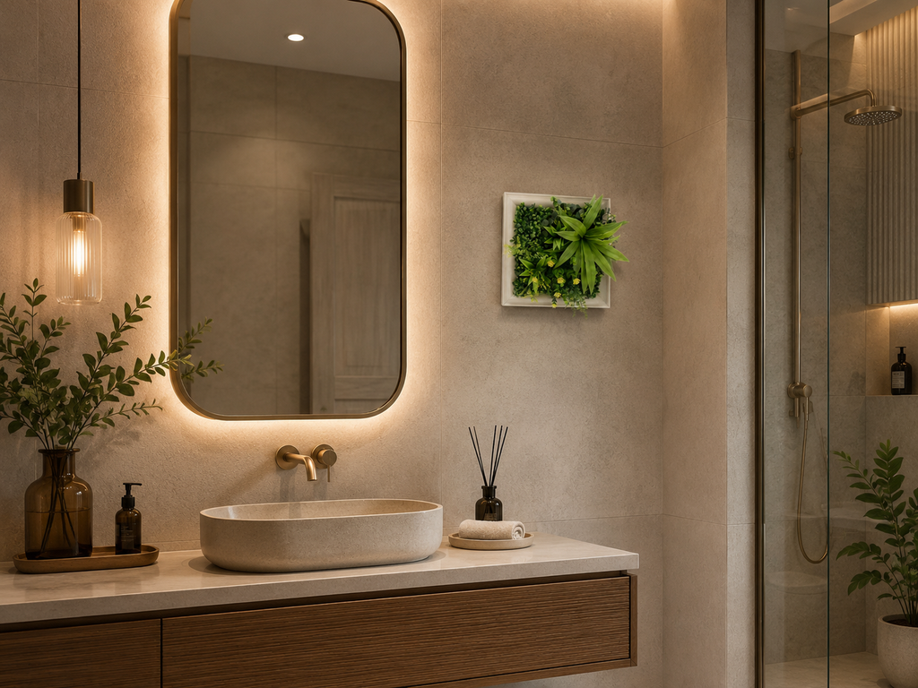 Artificial Wall Disc Panel | Whitewashed Frame | Spring | 33x33cm