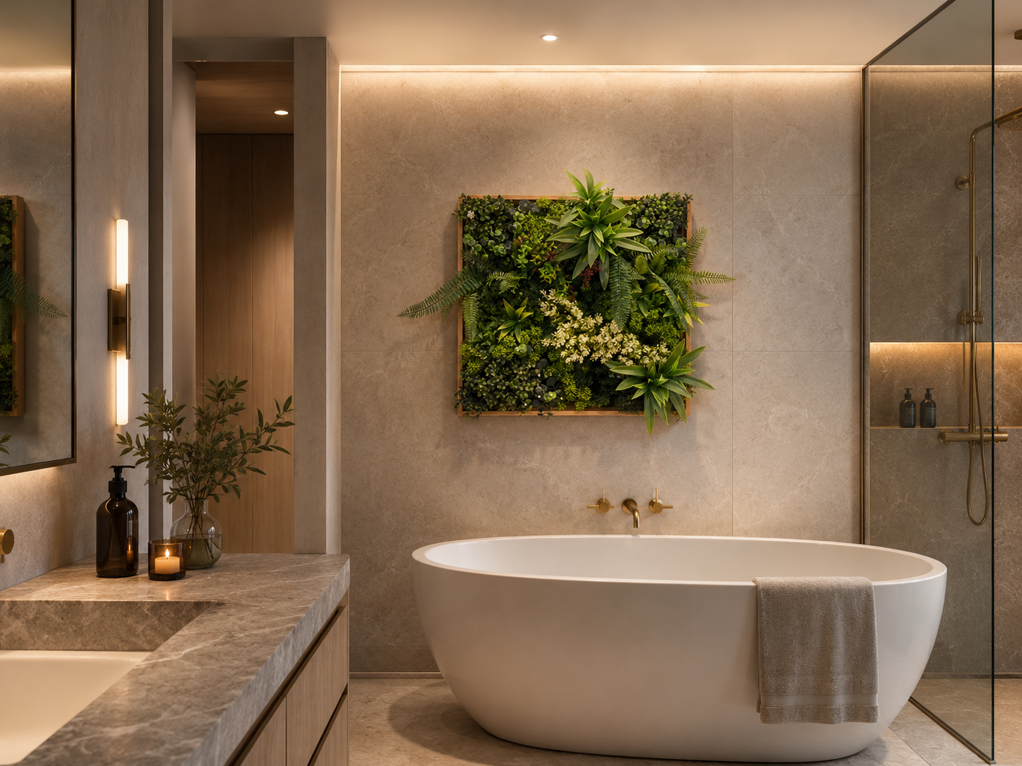 Artificial Green Wall Art Panel | Timber Frame | Lush Botanical | 50x50cm