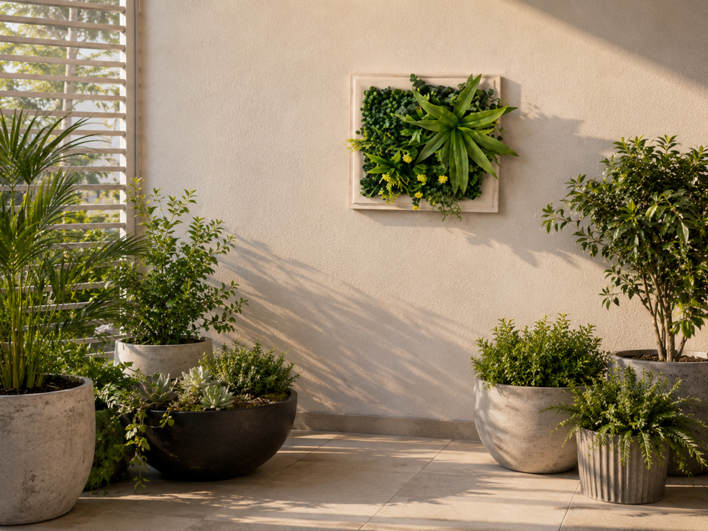 Artificial Wall Disc Panel | Whitewashed Frame | Spring | 33x33cm