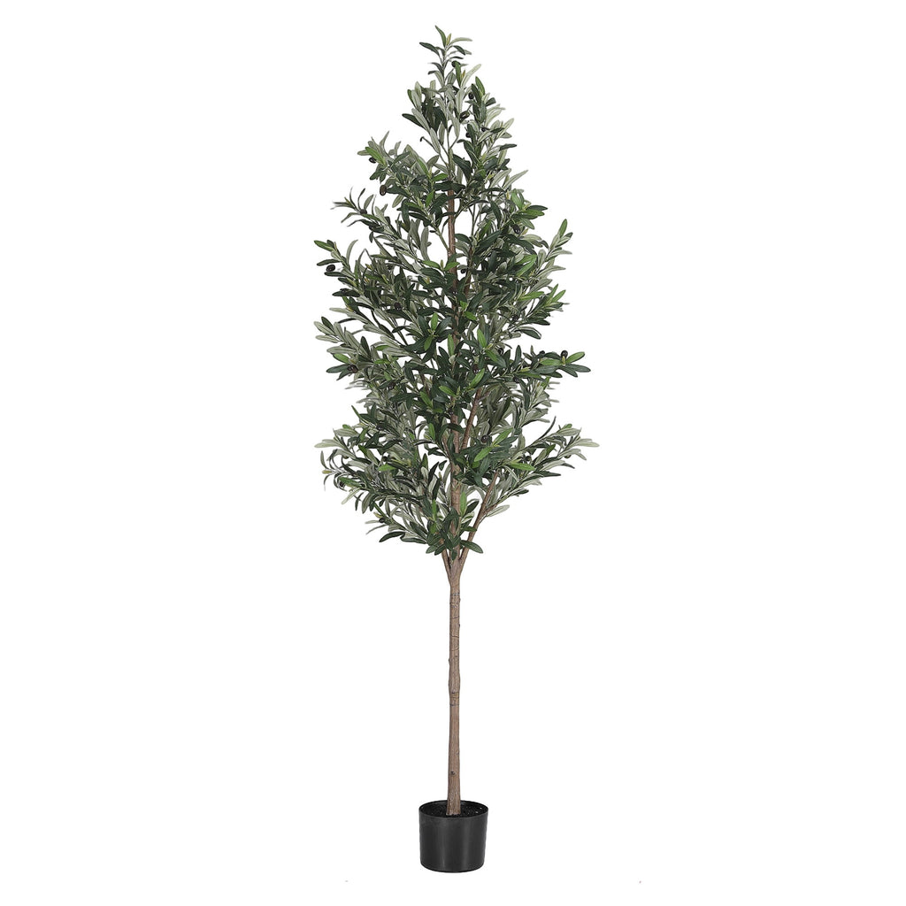 Artificial olive tree in a pot on a white background