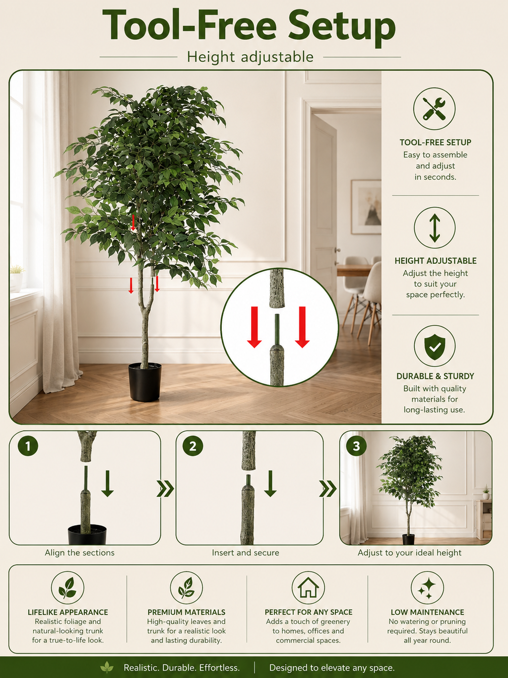 Artificial Ficus Tree 1.8m | Indoor Potted Faux Plant