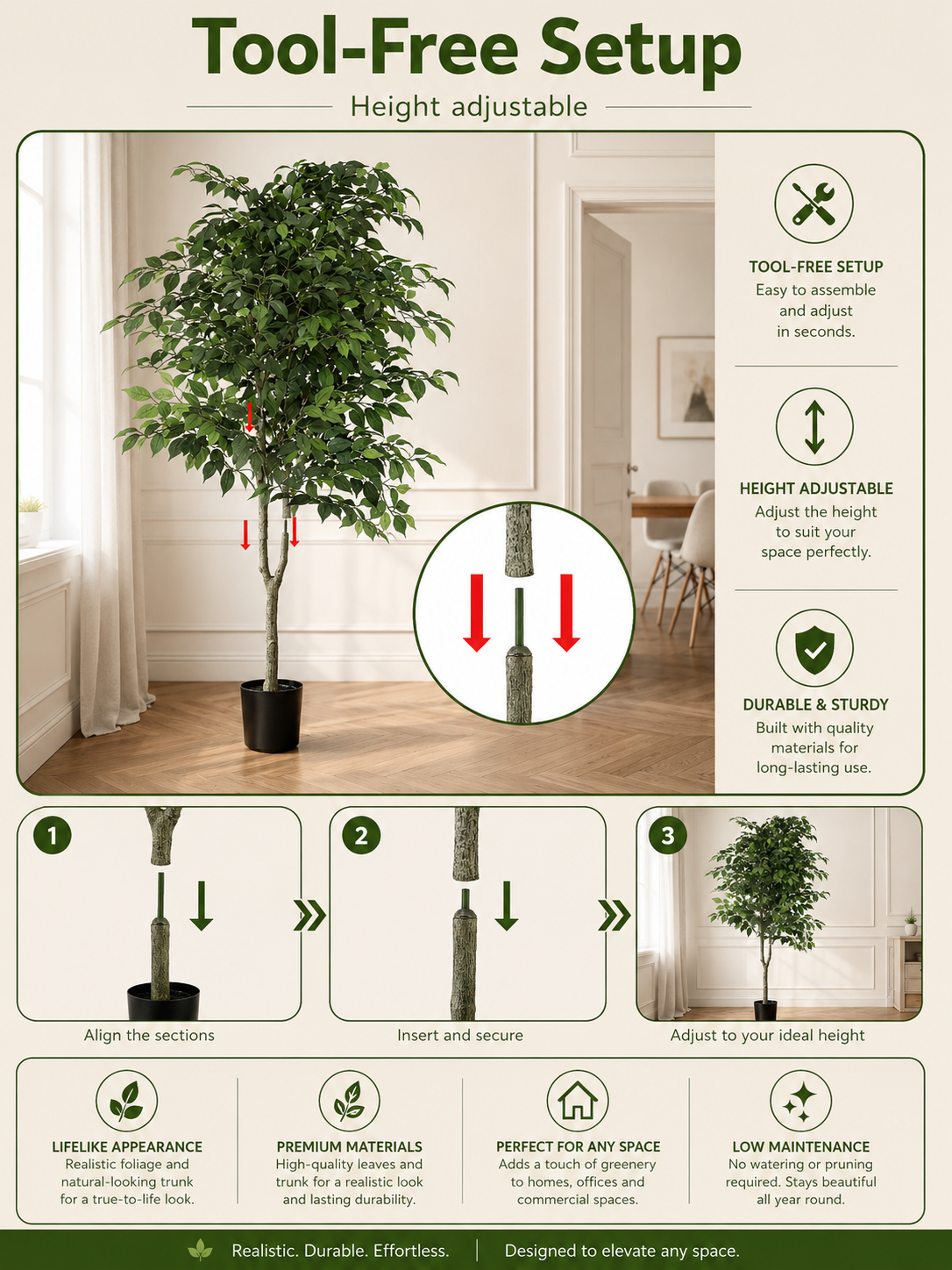 Artificial Ficus Tree 1.8m | Indoor Potted Faux Plant