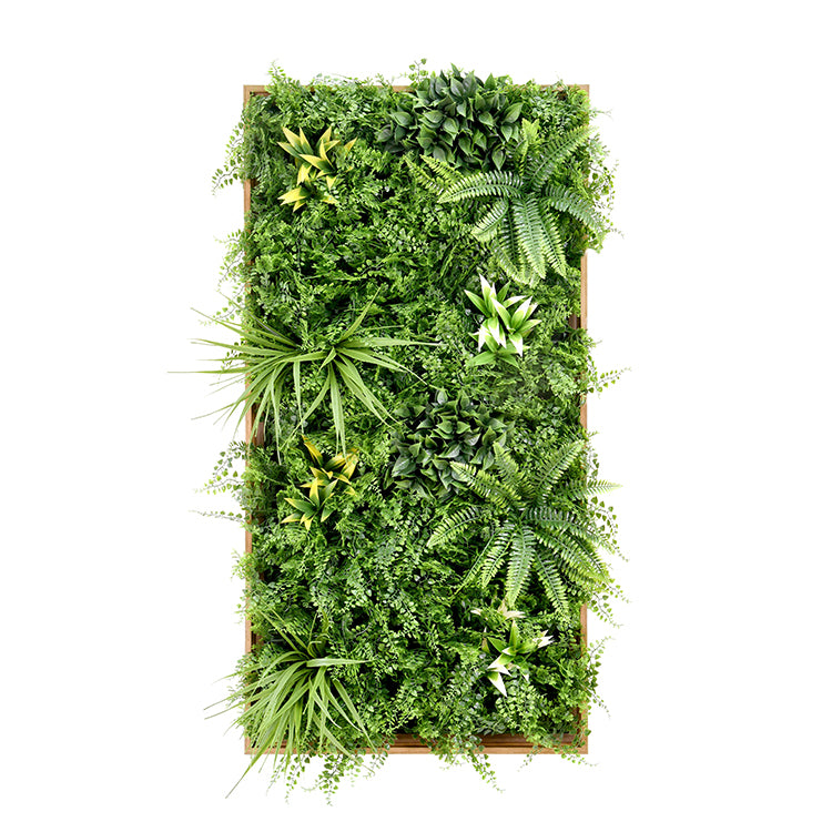 Artificial Green Wall Art Panel | Timber Frame | Wild Botanical | 50x100cm