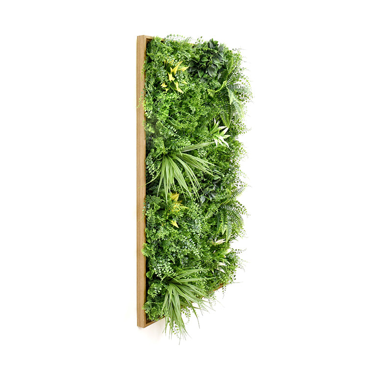 Artificial Green Wall Art Panel | Timber Frame | Wild Botanical | 50x100cm