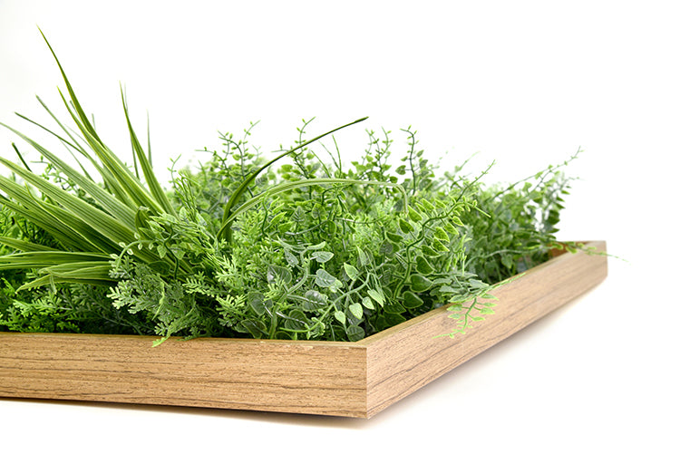 Artificial Green Wall Art Panel | Timber Frame | Wild Botanical | 50x100cm